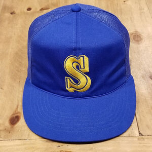 Vintage Seattle Mariners Hat Youngan Trucker Snapback S Logo MLB Baseball 70s 80